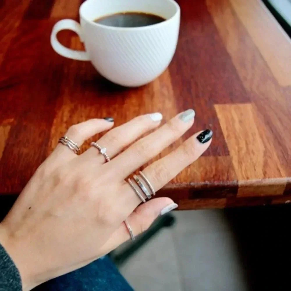 Minimalist 925 Sterling Silver Three Layer Ring